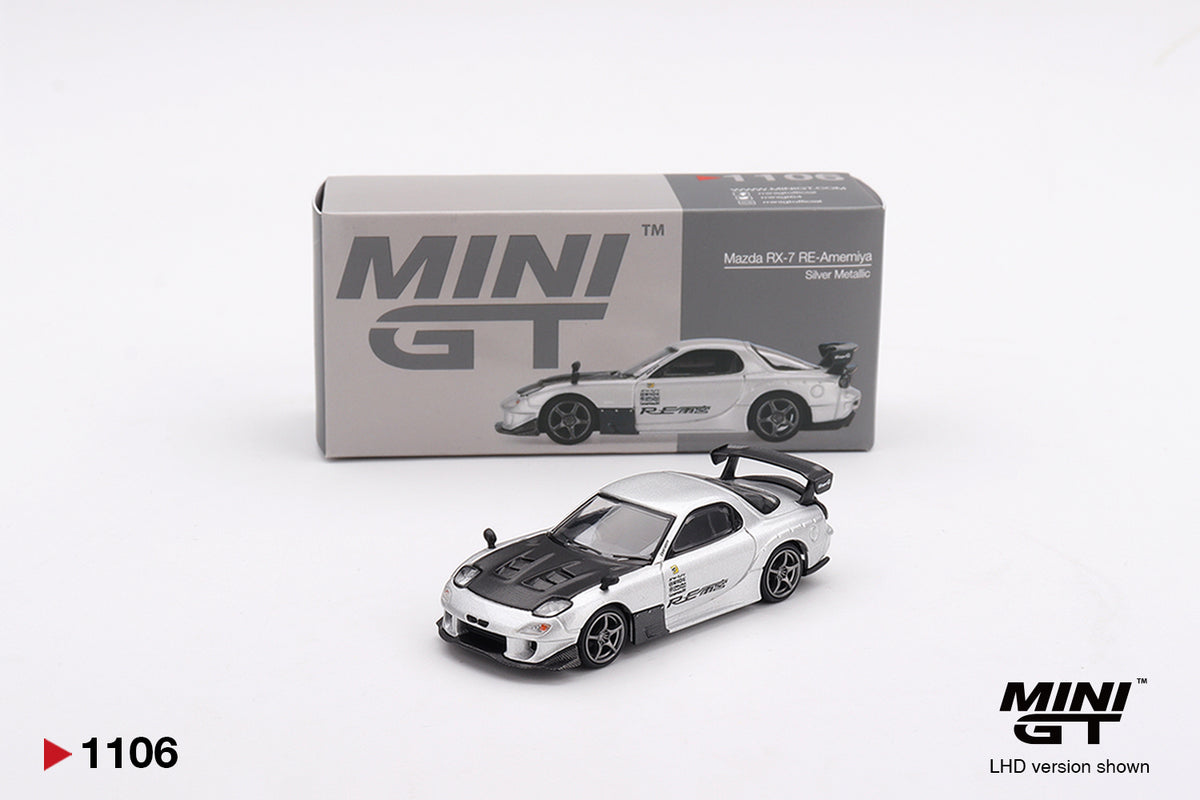 Mini GT 1/64 2024 Mazda RX-7 RE-Amemiya Silver Metallic MGT01106R