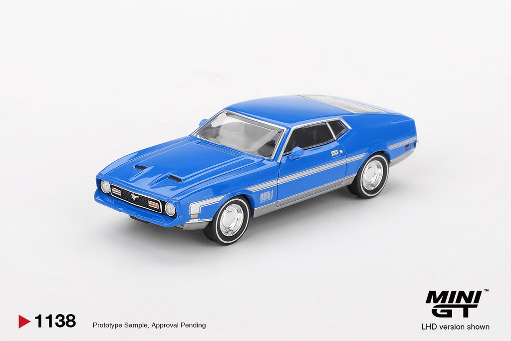 Mini GT 1/64 1971 Ford Mustang Mach 1, Grabber blue MGT01138L