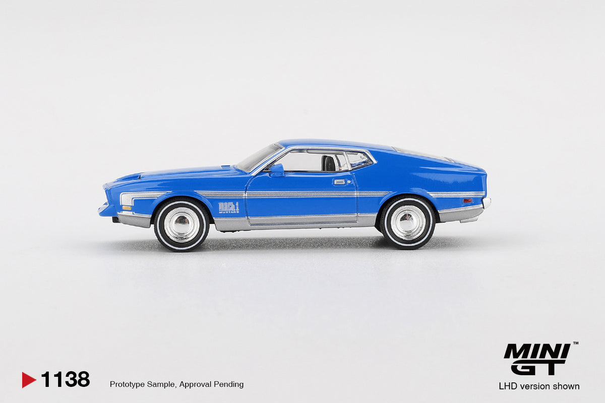 Mini GT 1/64 1971 Ford Mustang Mach 1, Grabber blue MGT01138L