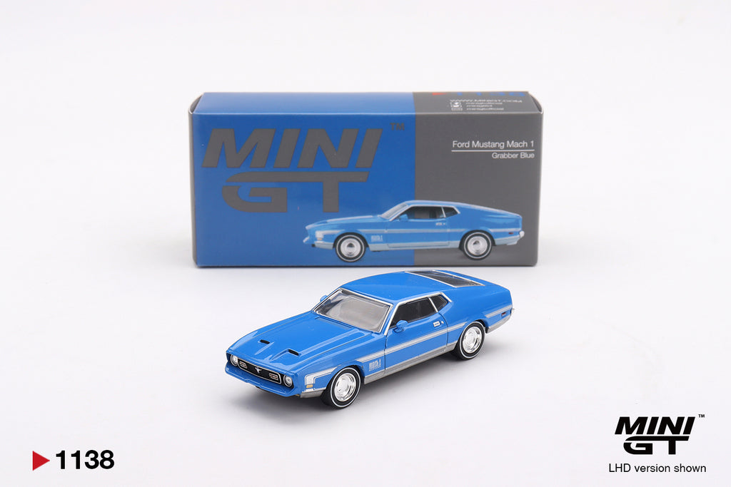 Mini GT 1/64 1971 Ford Mustang Mach 1, Grabber blue MGT01138L