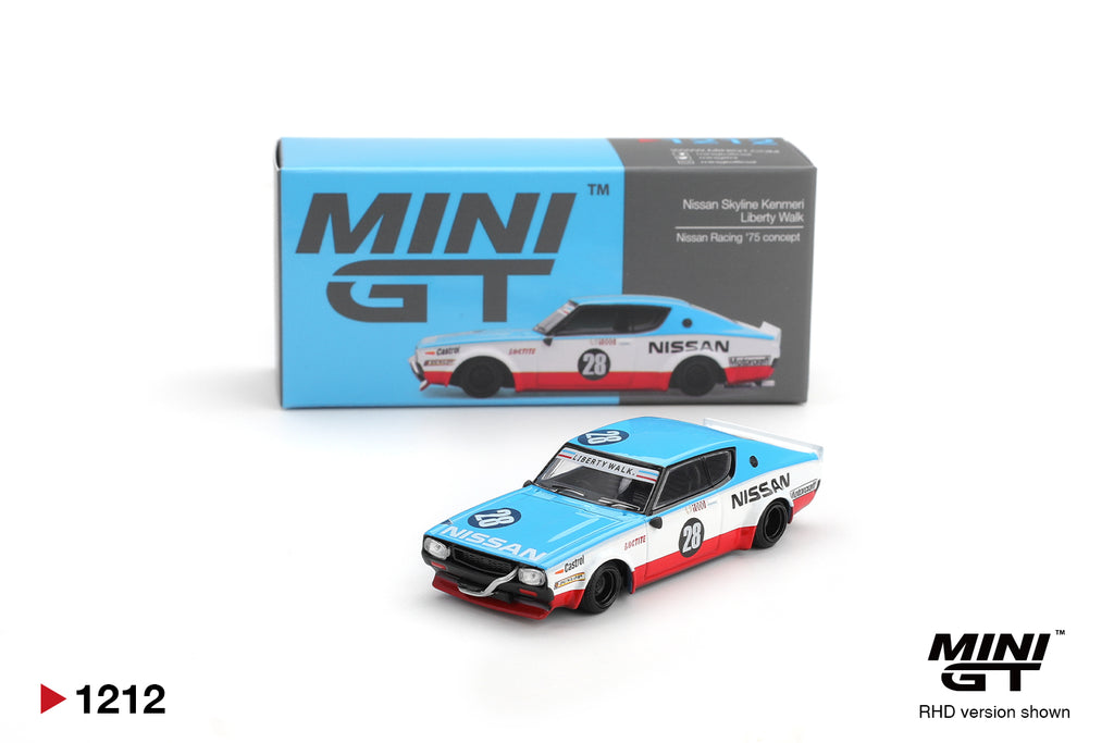 Mini GT 1/64 Nissan Skyline Kenmeri Liberty Walk Nissan Racing '75 concept MGT01212R