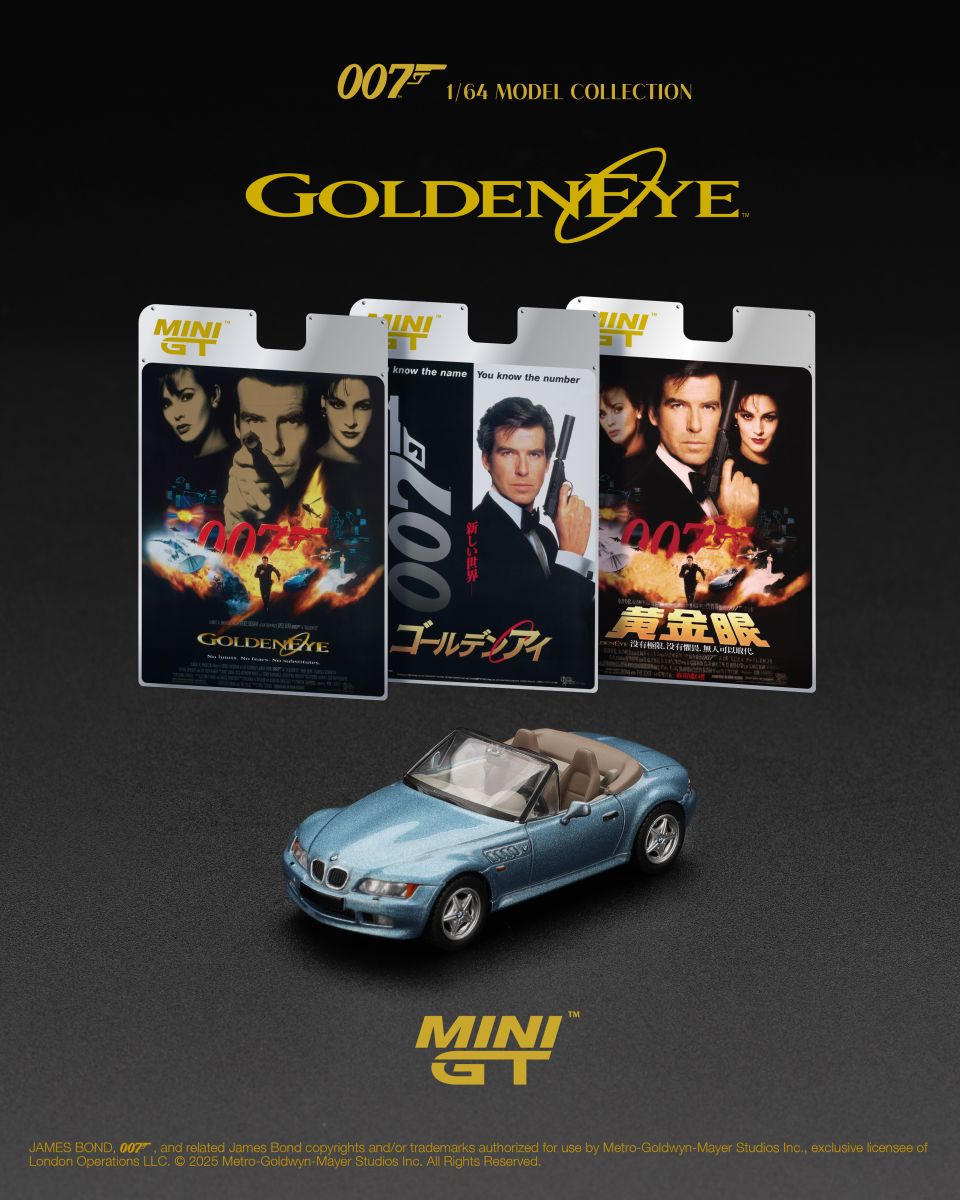 Mini GT (BLISTER JAPONÊS) 1/64 1995 BMW Z3 *GOLDENEYE* MGT00914-007J