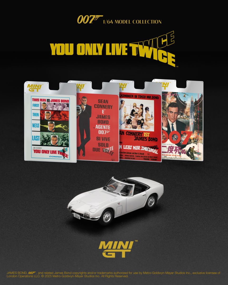 Mini GT 1/64 (BLISTER JAPONÊS) 1967 Toyota 2000GT Roadster “You Only Live Twice” MGT00915-007J